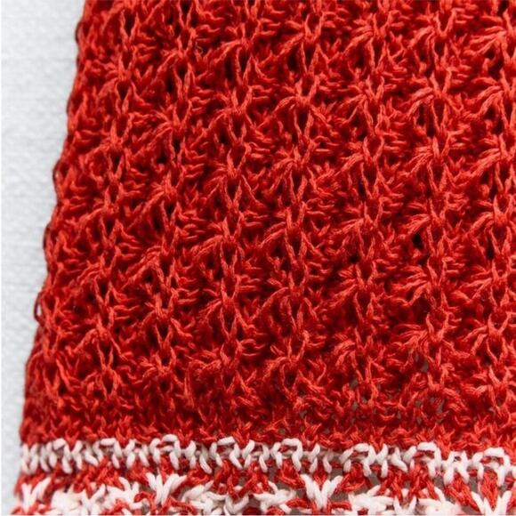 Zara Red White Pointelle Knit Scallop Hem Mini Dress Small Blogger Favorite - Picture 8 of 15